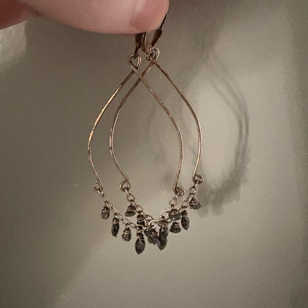 Raw and Polished Black Diamond Chandelier Earrings - Picture 5 of 5